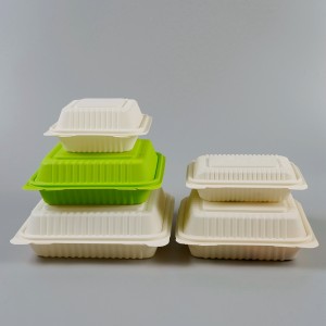 Eco-friendly Take Away Corn Starch 2 Compartments Packaging Container