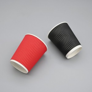 I-Wholesale 8oz Double Wall Paper Cup Ripple Biodegradable Coffee Cup