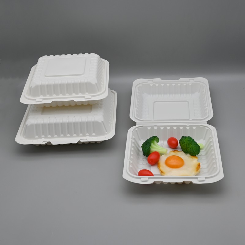 Disposable 8 inch 3 Compartments Take Away Food Box Custom Printed  Disposable-Buy cornstarch clamshell ,corn starch food container,cornstarch  fast food box,take away box,disposable box on Food Packagi