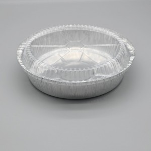 Ecofriendly diamond round aluminum foil pan na may OPS Lid air fryer