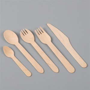 Cucchiaio/forchetta/coltello in legno biodegradabile |Set di posate usa e getta