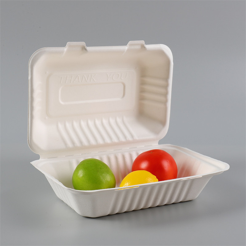 Biodegradable 9”x6” ເອົາອອກ Container |Bagasse Clamshell