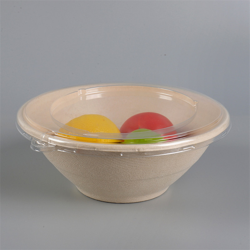 24oz/32oz/40oz 사탕수수 생분해성 둥근 그릇(PET 뚜껑 포함)