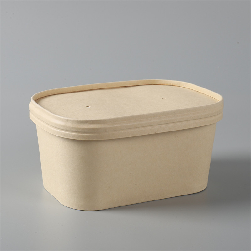 Disposable degradable take out bamboo fiber paper bowl packaging