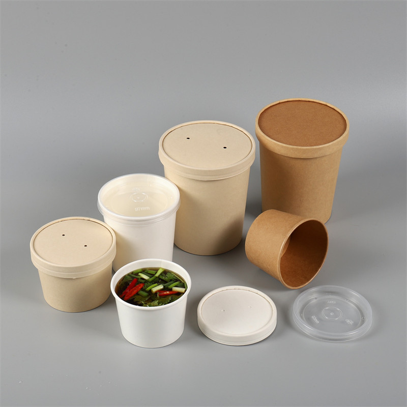 Disposable Ecofriendly Kraft Soup Bowls Take-Out Containers