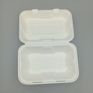 Biodegradable Bagasse 9″x6″ disposable food container clamshell