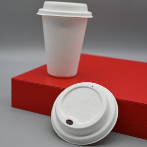 အသစ်ထွက်ရှိသော ကြံအိတ်ခွံ 90mm ကော်ဖီခွက်အဖုံး ဆွေးမြေ့နိုင်သော ဇီဝရုပ်ကြွင်း