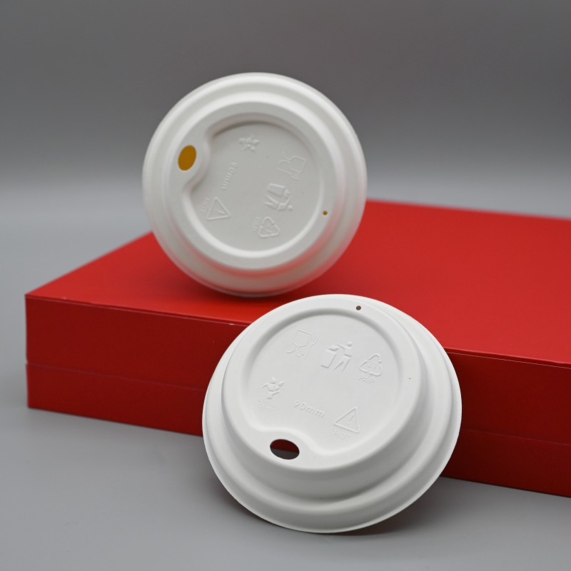 غطاء كوب قهوة جديد من قصب السكر مقاس 90 مم، قابل للتحلل البيولوجي
