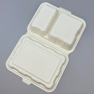 Eco-friendly Take Away Corn Starch 2 Compartments Packaging Container