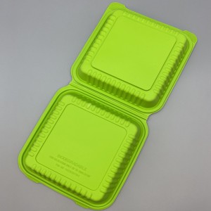 Biodegradable 8inch Clamshell Corn Starch Lunch Box Disposable Packing