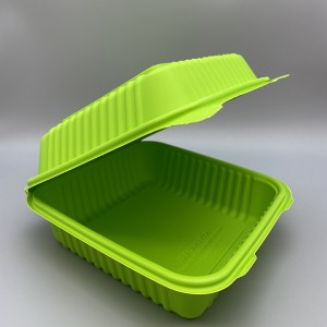 I-Biodegradable 8inch Clamshell Corn Starch Lunch Box Ukupakisha Okulahlwayo
