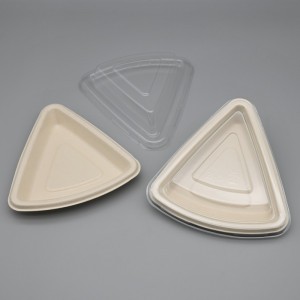 Disposable Bio Compost Bagasse takeaway Covered Triangle cake Box