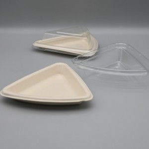 Disposable Bio Compost Bagasse takeaway Covered Triangle cake Box