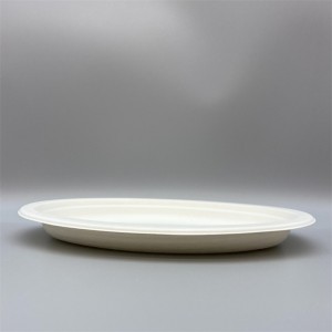 Biologisch abbaubare ovale 10-Zoll-Platten – ovale Speiseteller aus Zuckerrohr