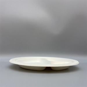 8.6 inch 3-Compartment ea 'Moba Plates 100% Compostable