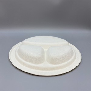 8.6 inch 3-Compartment Sugarcane Plates 100% Compostable