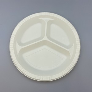 10 Inch 3coms Eco friendly Biodegradable Corn Starch Round Dish Party Plate