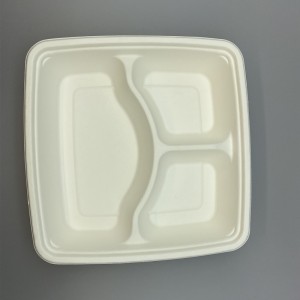 9” 4-Compartment Sugarcane Bagasse Tray |Takeaway Packaging