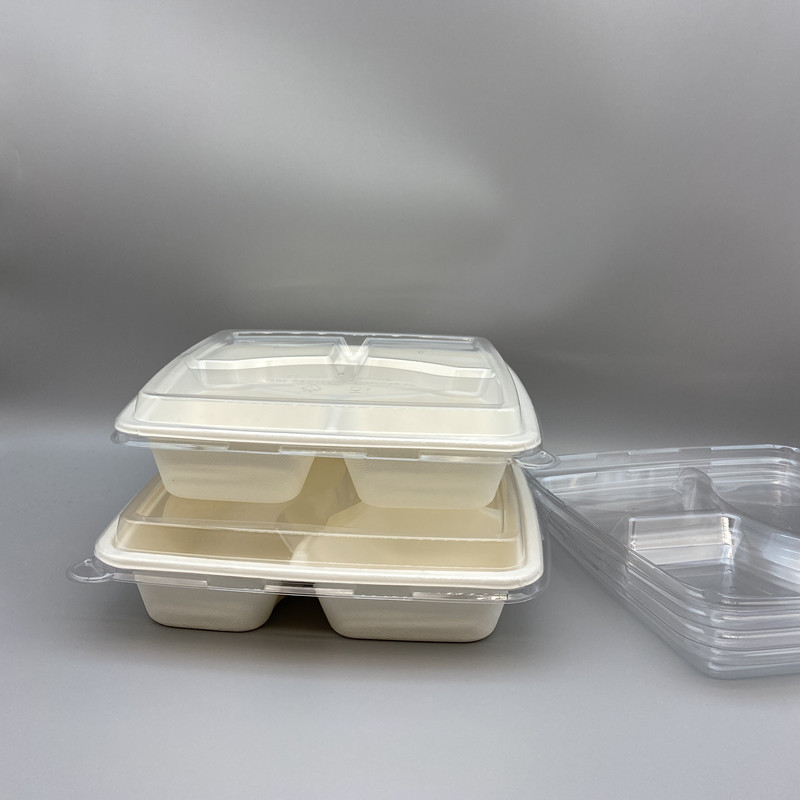 9” Тава за захарна тръстика с 4 отделения |Опаковка за храна за вкъщи