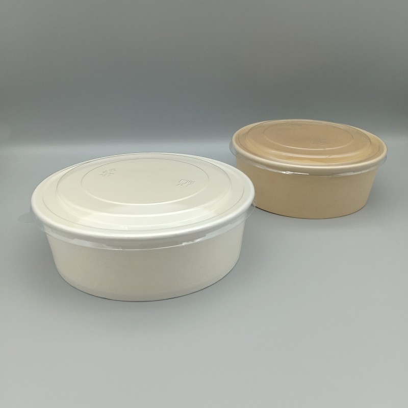 Disposable ecofriendly white paper Bowl with Lid food Container