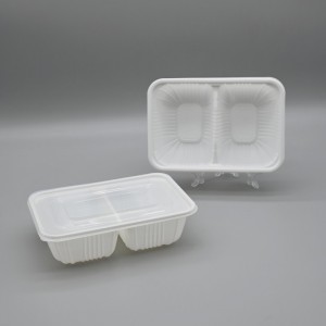 Eco PLA 750 ml 2 pezzi Contenitore per gastronomia rettangolare compostabile e coperchio