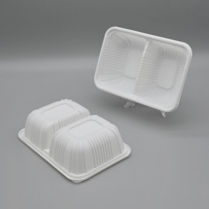 Eco PLA 750ml 2 coms 可堆肥矩形熟食容器和蓋子