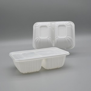 Eco PLA 750 ml 2 pezzi Contenitore per gastronomia rettangolare compostabile e coperchio