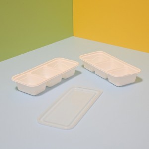 PLA Rectangle 3-C еднократни биоразградими маслоустойчиви контейнери за храна
