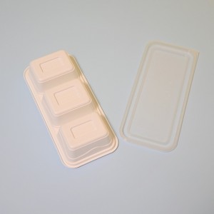 Rechteckige 3-C-Einweg-Lebensmittelbehälter aus PLA, biologisch abbaubar und ölbeständig