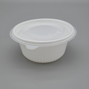 biodegradable 400ml PLA Round Soup Bowl တခါသုံး အစားအသောက်ပုံး