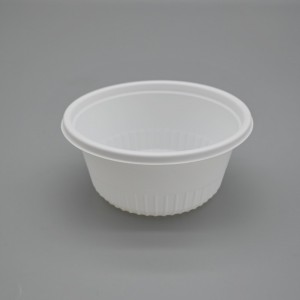biodegradable 400ml PLA Round Sup Bowl wadhah pangan nganggo