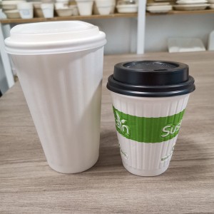 Tazze di caffè con ondulazione in rilievo con rivestimento acquoso biodegradabile da 8 once/12 once/16 once