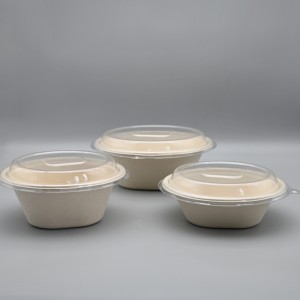 Compostable Sugarcane 24/32/48OZ square bottom round bowl food container