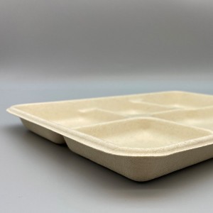 Wheat straw 5 Compartment Food Tray Snack Dish Serving Platter Tray