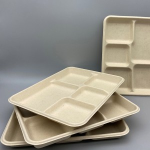 Wheat straw 5 Compartment Food Tray Snack Dish Serving Platter Tray