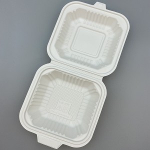 500ml 6-inch maiszetmeel Magnetron Safe Biologisch ôfbreekbare Burger Box Packaging