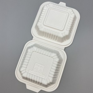 Confezione di scatole per hamburger biodegradabili sicure per microonde da 500 ml e 6 pollici