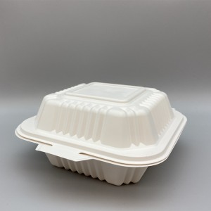 empaquetado biodegradable seguro de la caja de la hamburguesa de la microonda del almidón de maíz de 500ml 6inch
