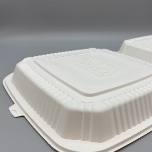 Eco-Friendly Compostable 9 Inch Cornstarch Takeaway Fast Food Clamshell Box