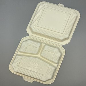 Еко-пријателски компостирачки 9 инчи 3coms пченкарен скроб кутија за брза храна за јадење