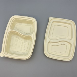 Compostable Cornstarch Takeaway 2 coms Container with lid Eco-Friendly Box