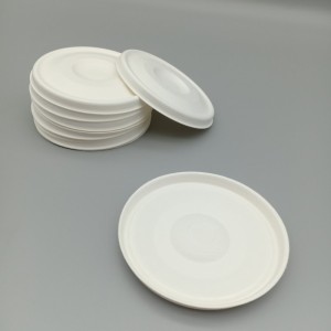 Biodegradable Disposable 80mm Sugarcane Cold Drink Cup Flat Lid