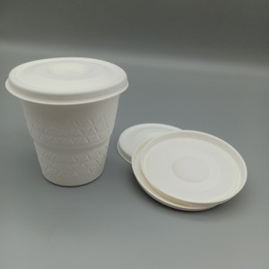 Biodegradowalna, jednorazowa płaska pokrywka kubka na zimne napoje o średnicy 80 mm z trzciny cukrowej