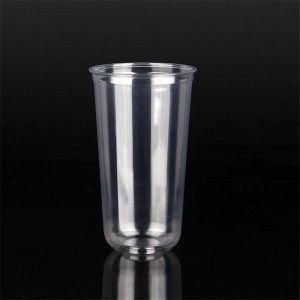 700 ML биоразградима компостируема PLA прозрачна студена чаша с U-образна форма