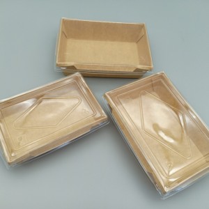 Kraft paper food container l Paper Salad Box na may Transparent na takip