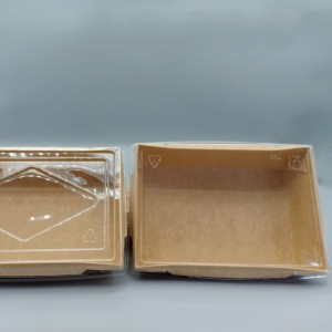 Kraft paper food container l Paper Salad Box nga adunay Transparent nga takob