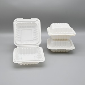 Eco-friendly take away Cornstarch double button burger box container