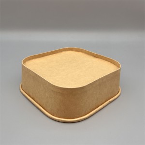 Bol carré en papier kraft de 1000 ml avec couvercle |Récipient alimentaire