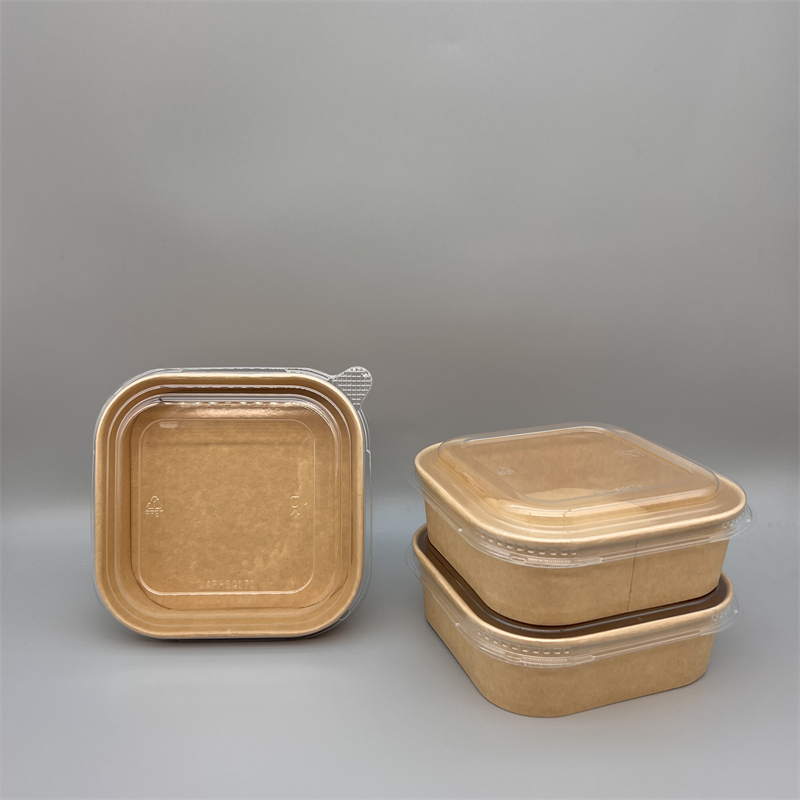 1000 ml quadratische Kraftpapierschüssel mit Deckel |Lebensmittelbehälter