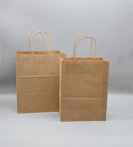 リサイクル卸売可能な環境に優しいクラフト紙バッグ、スーパーマーケット用ハンドル付き